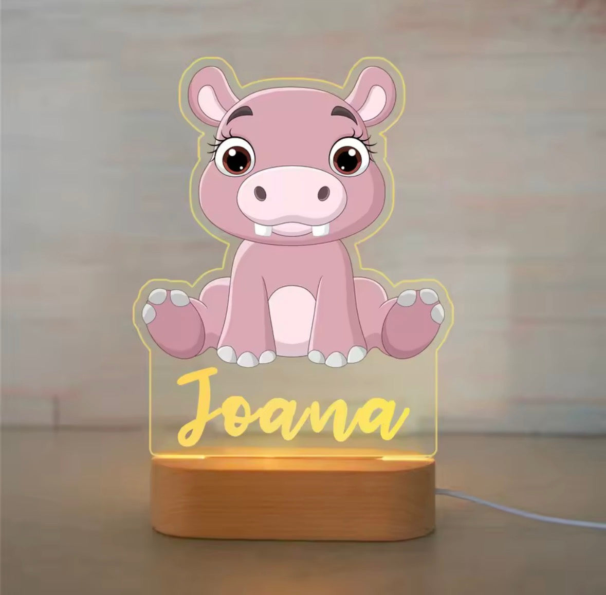 🦛 Lampe personnalisable – Hippopotame Tendresse